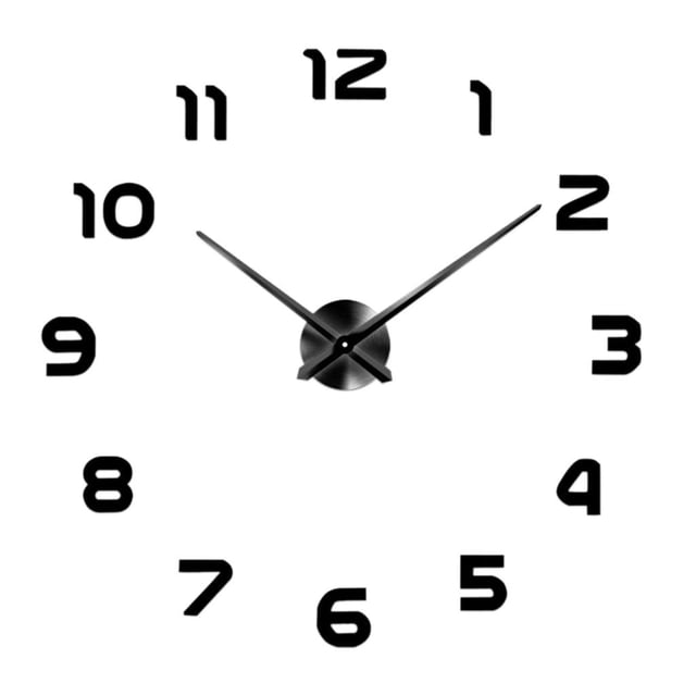 Simple Arte Moderno DIY Extraíble Fácil de Instalar DIY Acrílico 3D Superficie de Espejo de Pared Reloj Decorativo para Sala de Negro + Plata