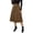 Brown, variant on Women's Faux Suede Midi Skirt High Waist Elastic Back A Line Flared Skirt with Zipper Wine L