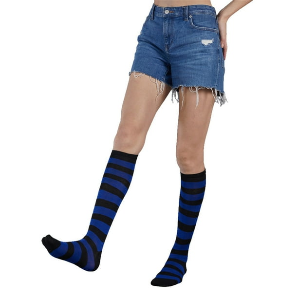 Calcetines altos a rayas antideslizantes cálidos Sonducket Día de San Valentín azul
