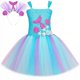 thumbnail image 3 of Vestido de tutú de sirena para niñas, vestido de princesa de tul para fiesta de cumpleaños de niños, disfraz de sirena para Halloween, ropa para niños, 3 of 5