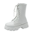 thumbnail image 1 of B91xZ Bottes pour Femmes Mode à Enfiler Confort Décontracté Talon Plat Mi-Mollet Bout Rond Bottes, Blanc 9.5, 1 of 4