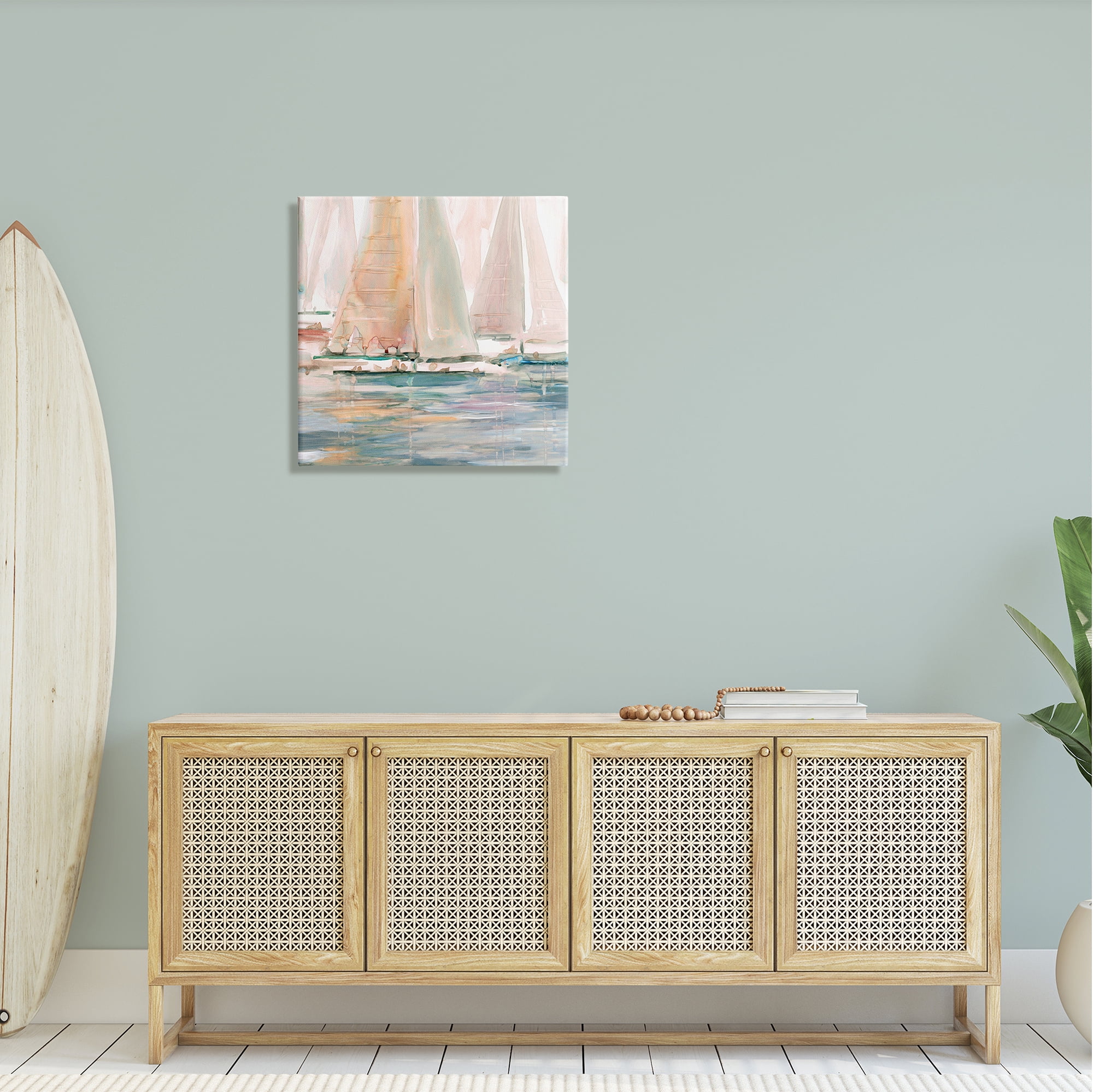 Stupell Industries Warm Sunlit Sailboats Reflection Ocean Water Surface Painting Gallery Wrapped Canvas Print Wall Art, Design by Carol Robinson