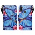 thumbnail image 2 of Case For Galaxy A11 Leather Flip Pouch Wallet Case Cover Folio [Kickstand] for Girls Women Phone Cases For Galaxy A11 Case - Blue Butterfly, 2 of 6