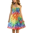 thumbnail image 2 of YHAJDS Girls Cotton Spaghetti Strap Dress Printed Beach Vacation Dress with Bag Set Daily Summer Sundress, 2 of 8
