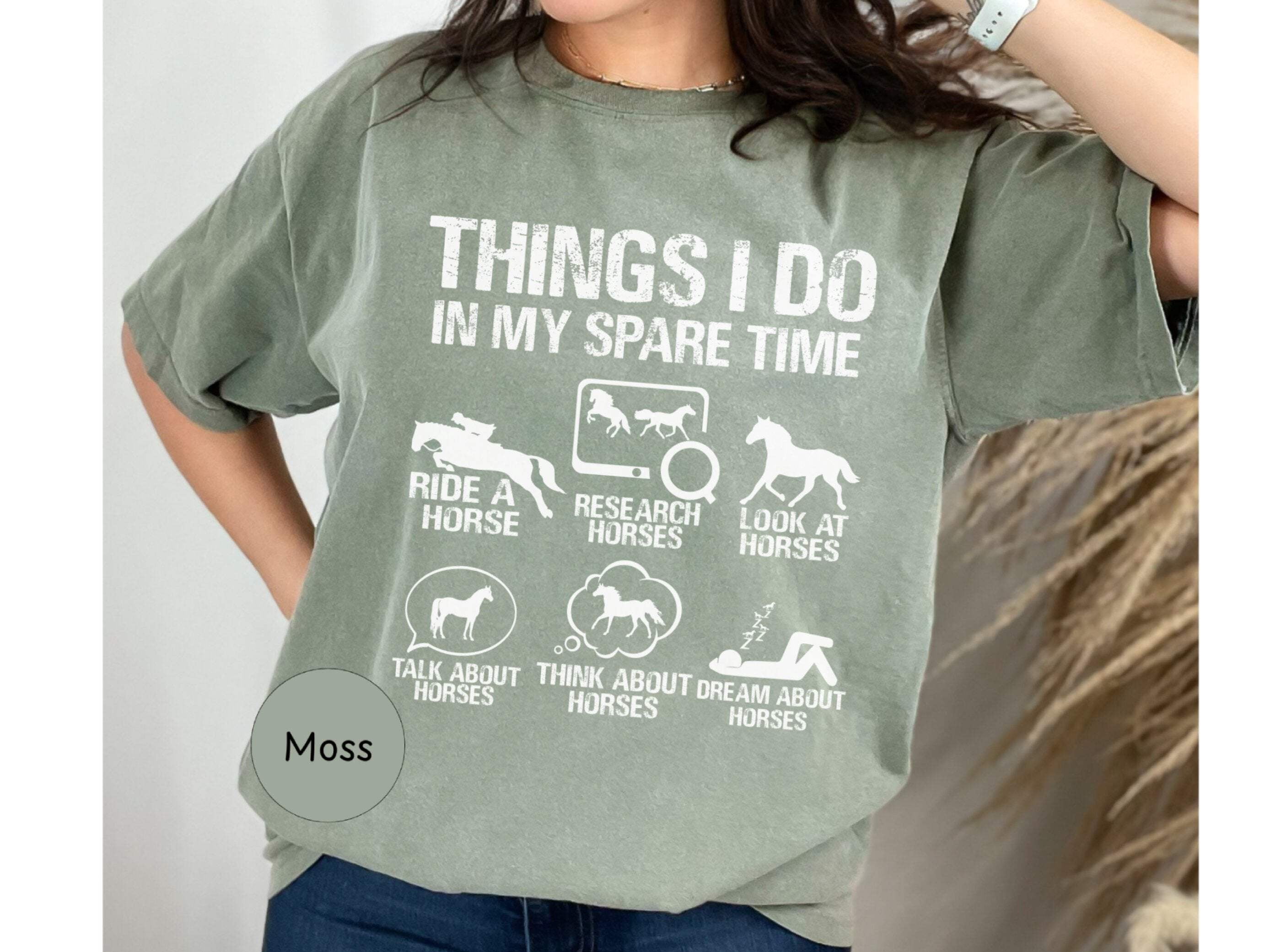 Horse Lover Shirt, Things I Do In My Spare Time T-Shirt, Equestrian Gift, Horse Riding Tee, Research Horses, Funny Horse Shirt