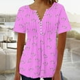 thumbnail image 2 of Womens Printed V-neck Button Up Short Seeved Top, 2 of 4