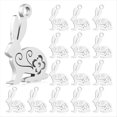 thumbnail image 1 of 20 Piezas de Dijes de Conejo de Acero Inoxidable, Colgantes de Conejito de Pascua con Flor Hueca, Dijes de Metal de Animales Pequeños, Plata, 1 of 5