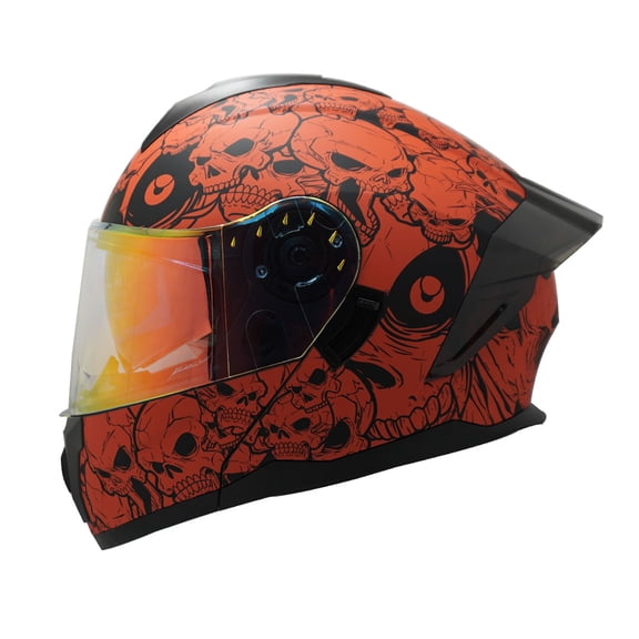 Casco Para Moto Edge Abatible Skulls Rojo Doble Certificación M