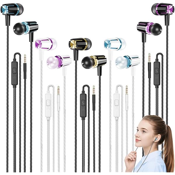 wonima11 Earbuds Wired with Microphone, 5 Pack Wired Headphones with Powerful Heavy Bass, High Definition, Earphones 3.5mm Jack