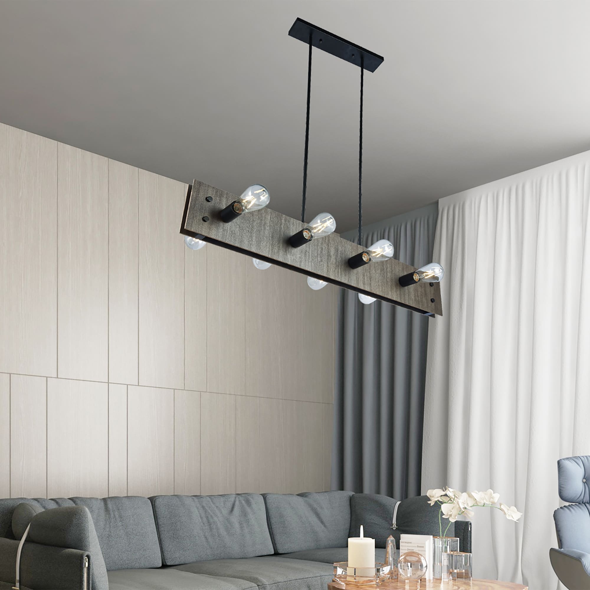 Firone 39.4 in. 10-Light Indoor Black Steel Finish Chandelier with Light Kit