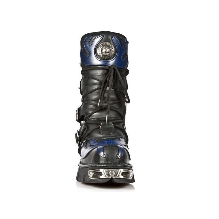 Unisex boots black and blue leather gothic devil skull punk biker. Amazon.com | New Rock 107-C5 Unisex Boots Black Blue Leather  main image 4