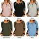 thumbnail image 3 of Moda mujer camisa a rayas cuello redondo manga larga abotonado blusa casual túnica tops Abanopi Café/Extragrande, 3 of 5