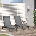 thumbnail image 2 of Outsunny Ensemble de 2 Chaises Longues d'Extérieur, Chaise de Bronzage à Roulettes, Gris Foncé, 2 of 10