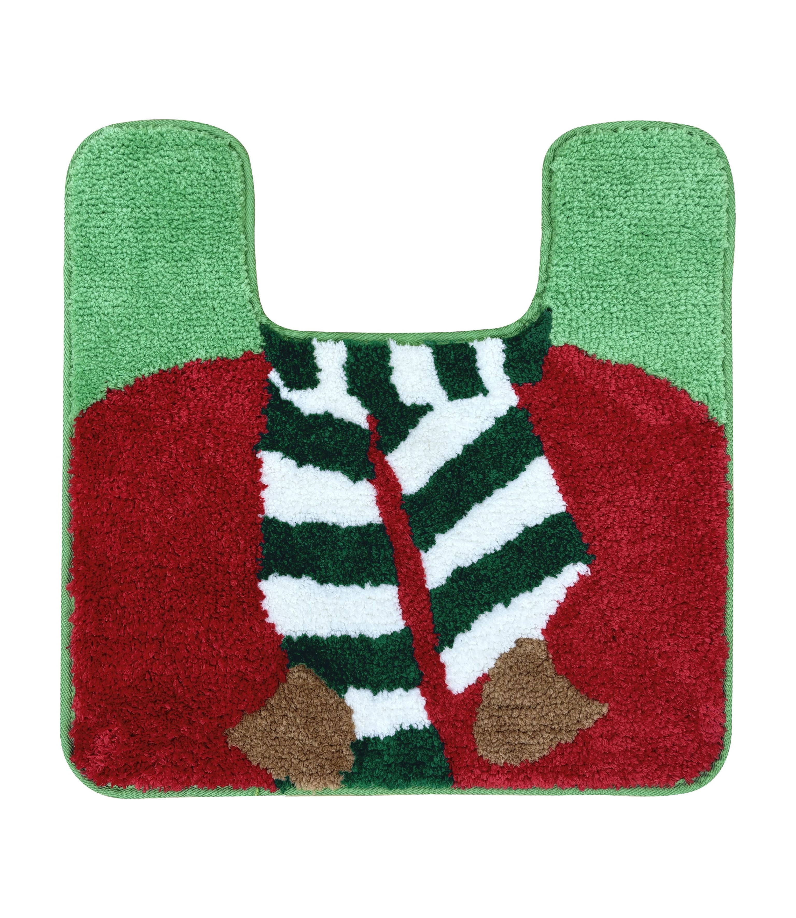Holiday Time - Reindeer 2-Piece Polyester Holiday Bath Rug Set w/ Contour Rug & Toilet Cover