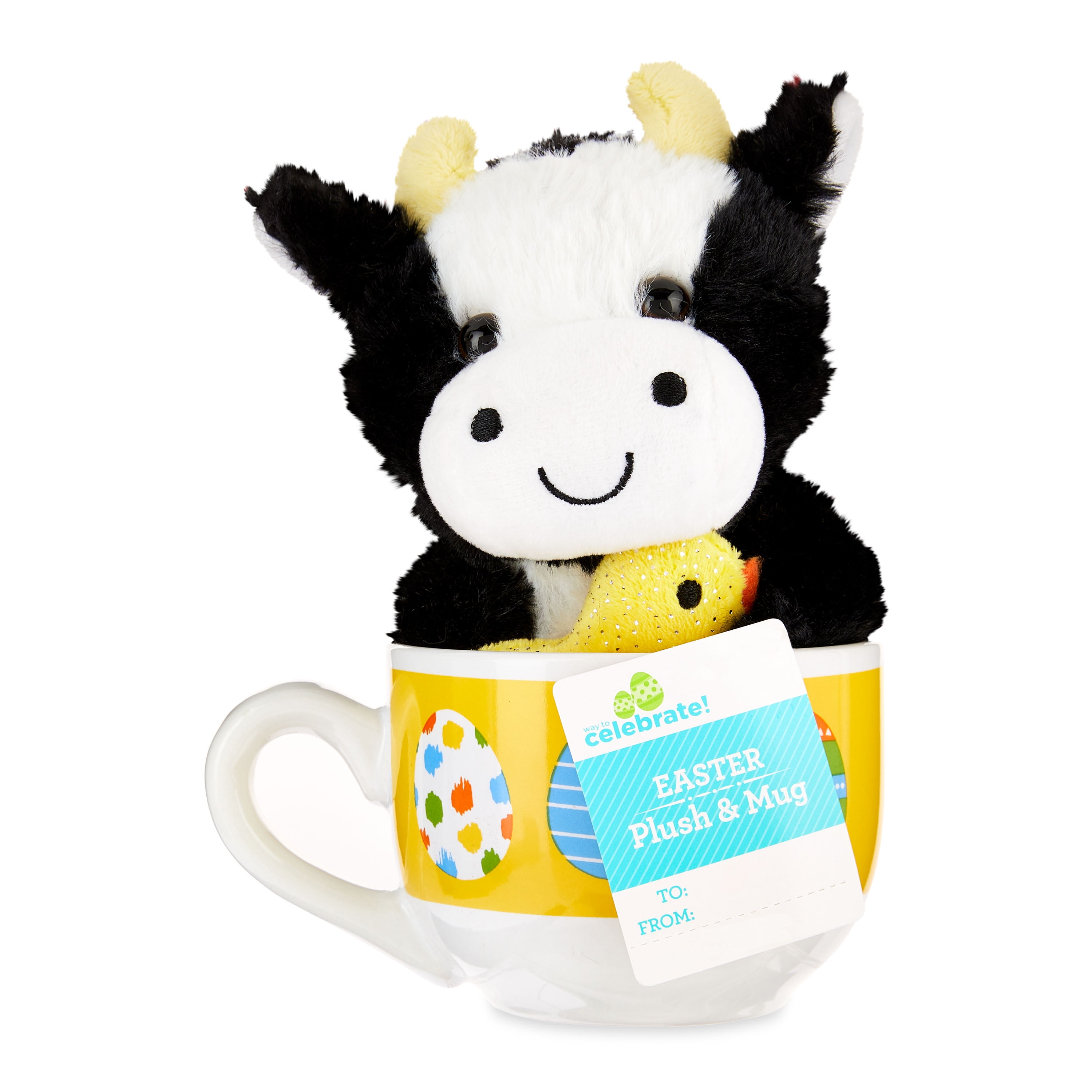 "Way to Celebrate! Easter Plush in Soup Mug, Cow"