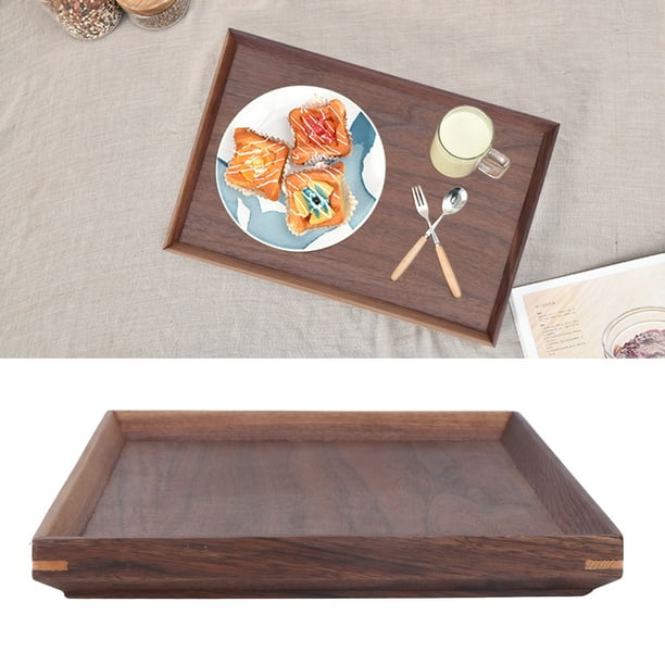BANDEJA DE DE NOGAL PARA SERVIR, BANDEJA RECTANGULAR DE NEGRA CON ESTRUCTURA TÓRICA PAN DE POSTRO DE FRUTAS DE TÉ, PARA HOGAR Y FIETAS