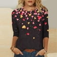 thumbnail image 2 of Plus Size 3/4 Sleeve Tops for Womens Valentines Trendy Tshirts Casual Basic Crewneck T Shirt Outfit, 2 of 5