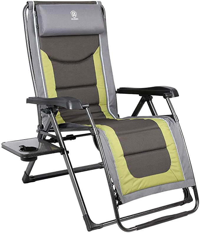 Oversize XL Zero Gravity Recliner Padded Patio Lounger Chair Adjustable Headrest 