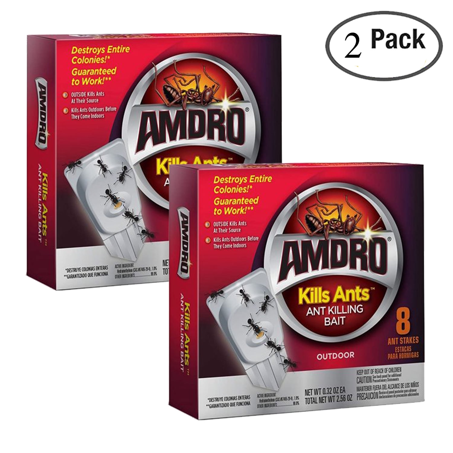Amdro Ant Killer Dual Action Bait Stations for Indoor & Outdoor, 16 Baits in 2 Packs