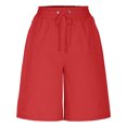 thumbnail image 4 of Women's High Waisted Bermuda Shorts Casual Summer Beach Shorts Wide Leg Lounge Shorts with Pockets Drawstring Shorts Vacation Bottoms, 4 of 7