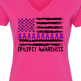 thumbnail image 4 of Inktastic Epilepsy Awareness Purple Ribbons and Flag Women's V-Neck T-Shirt, 4 of 5