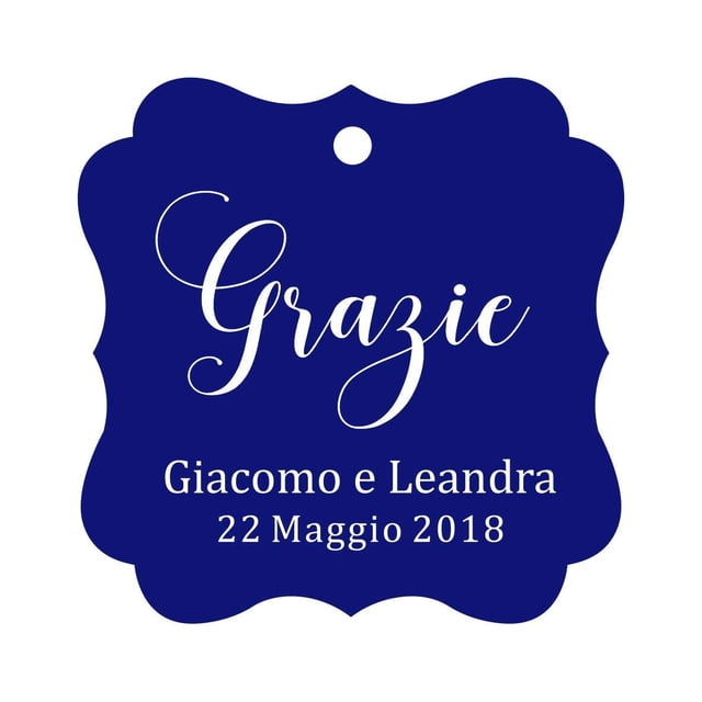 Darling Souvenir Wedding Favor Tag Grazie Wedding Thank You Gift Custom Hang Tags-Blue-100 Tags
