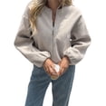 thumbnail image 1 of Chaquetas Abrigadas con Cremallera para Mujer, de Otoño e Invierno, de Larga, Informales, Holgadas y con Bolsillos. Gris M, 1 of 7