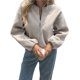 thumbnail image 1 of Chaquetas Abrigadas con Cremallera para Mujer, de Otoño e Invierno, de Larga, Informales, Holgadas y con Bolsillos. Gris M, 1 of 7