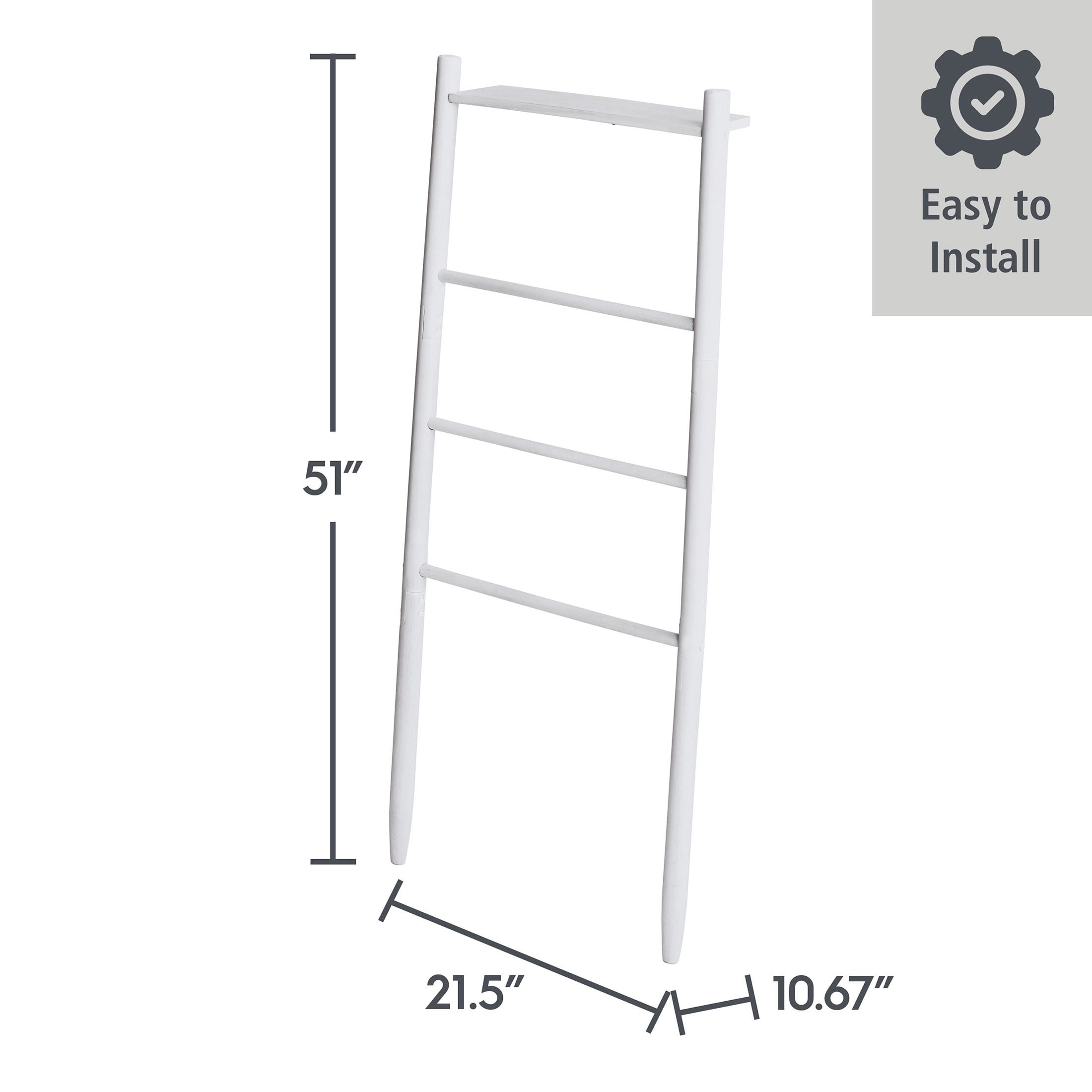 Better Homes & Gardens Springwood Freestanding Acacia Wood Towel Ladder, 4 Tiers, White