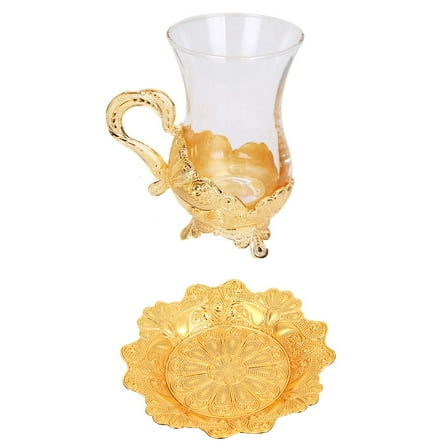 Turkish Tea Glasses Saucers Set: Turkish Tea Cups Turkish Tea Water Serving Set Clear Glass Tea Cups And Saucers Accented Turkish Tea Cup Set