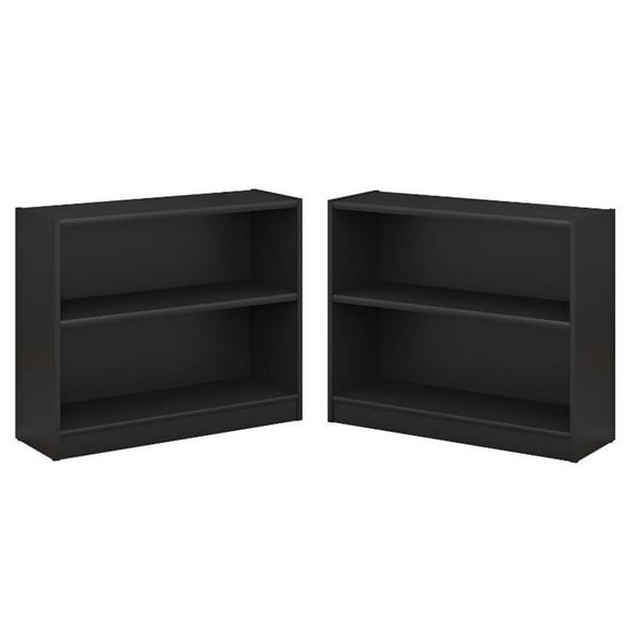 Home Square 2 Shelf Engineered Wood Bookcase Set in Classic Black (Set of 2)
