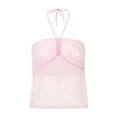 thumbnail image 6 of Musuos Women's Summer Crop Tops, Solid Color Sleeveless Halter Cutout Split Mesh Camisole, 6 of 10