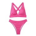 thumbnail image 5 of Sngxgn Women Two Piece Swimsuit Retro Halter High Waist Bikini(Hot Pink,XL), 5 of 9