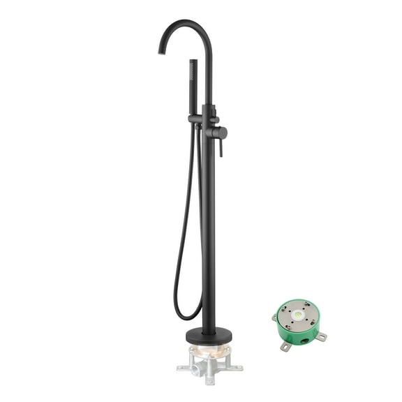 Dyconn Faucet Kasba BTF43-BLK Free Standing Tub Filler Faucet with Hand Shower, Matt Black