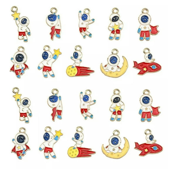 U8MO 50x Enamel Astronaut Universe Star Spaceman Charms Pendants for Jewelry Making