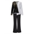 thumbnail image 4 of Women 2 Piece Outfits Dressy Pant Suits for A Wedding Guest Casual Long Sleeve Top Elegantly Casual Clothes for Women Loose Wide Leg Pants Women Work Suit Set Trousers Two Piece Set Suit, 4 of 4