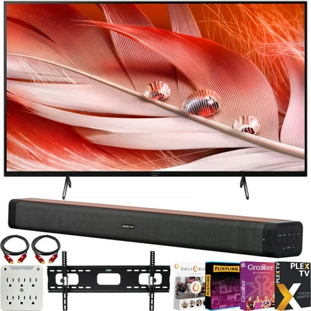 Sony XR65X90J 65" X90J 4K Ultra HD Full Array LED Smart TV (2021) Bundle with Deco Home 60W 2.0 Channel Soundbar w/subwoofer + Wall Mount Kit + Premiere Movies Streaming 2020 + 6-Outlet Surge Adapter