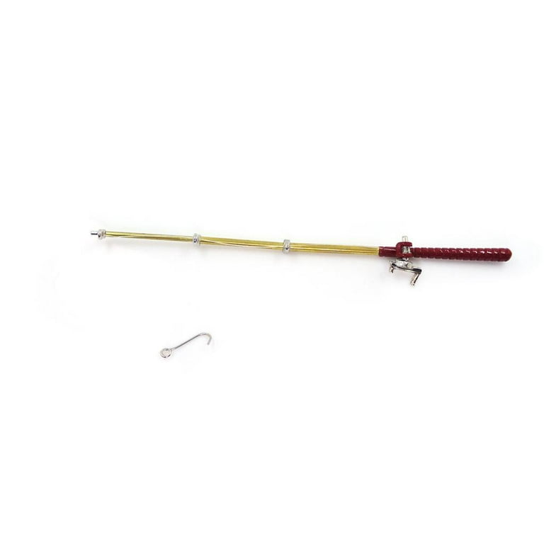 1:12 Dollhouse Garden Accessories, Miniature Fishing Rod With Line Made Of  Metal & 