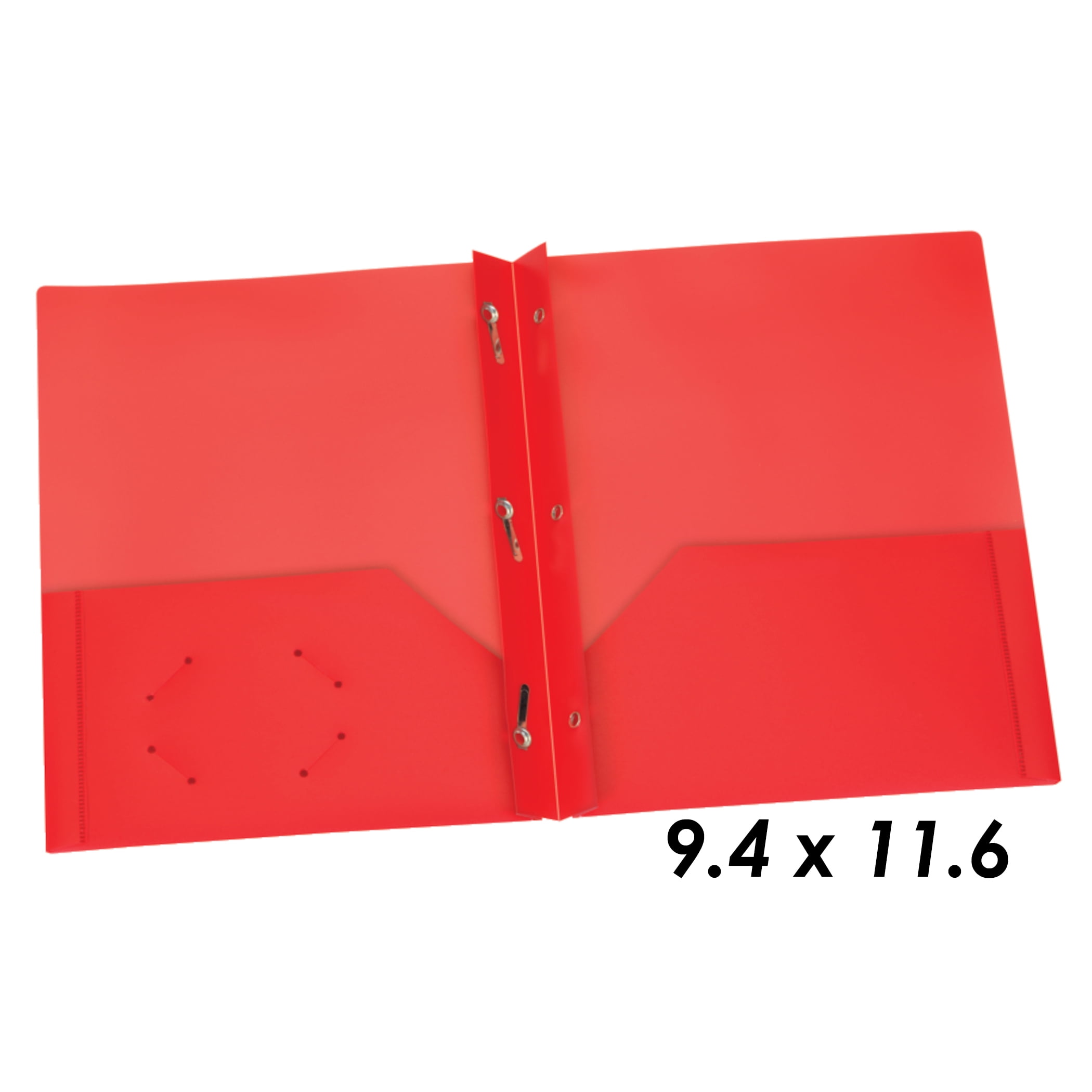 Oxford Red Poly Two Pocket Portfolio with Prongs, Pack of 25