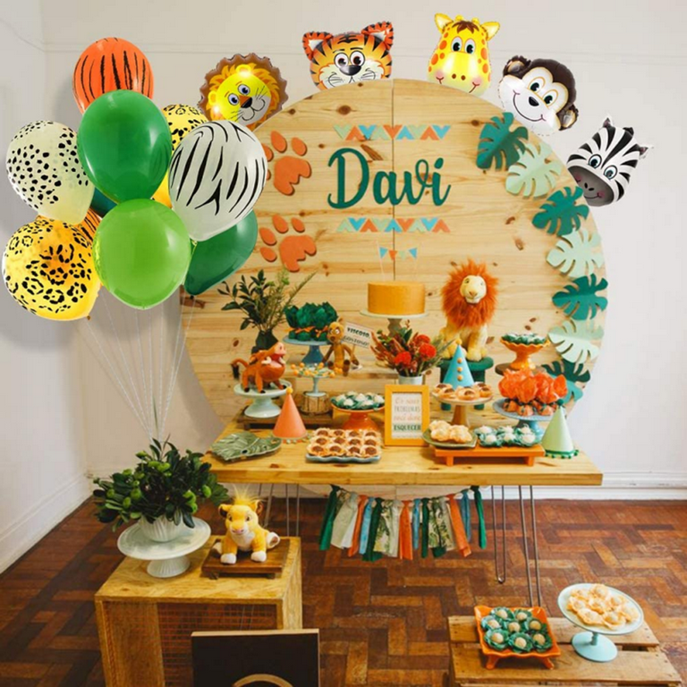 YANSION Wild One Birthday Decoration, Safari Baby First Bday Decor Kit,  Jungle 1st Bday Party Balloon Set