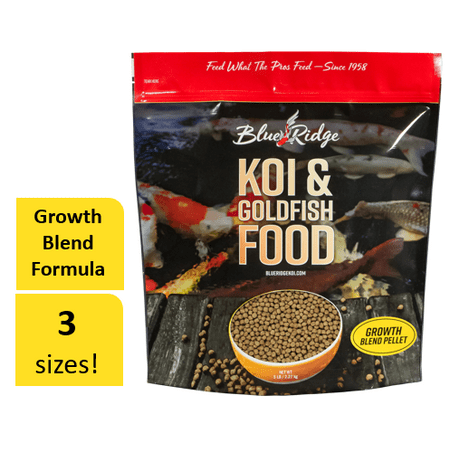 Blue Ridge Growth Formula Koi & Goldfish Food, Blend Fish Food Pellets, 5 (Best Koi Food For Growth)