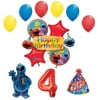 Cookie Monster Sesame Street Elmo 4th Happy Birthday Party Supplies and Balloon Bouquet Decorations
