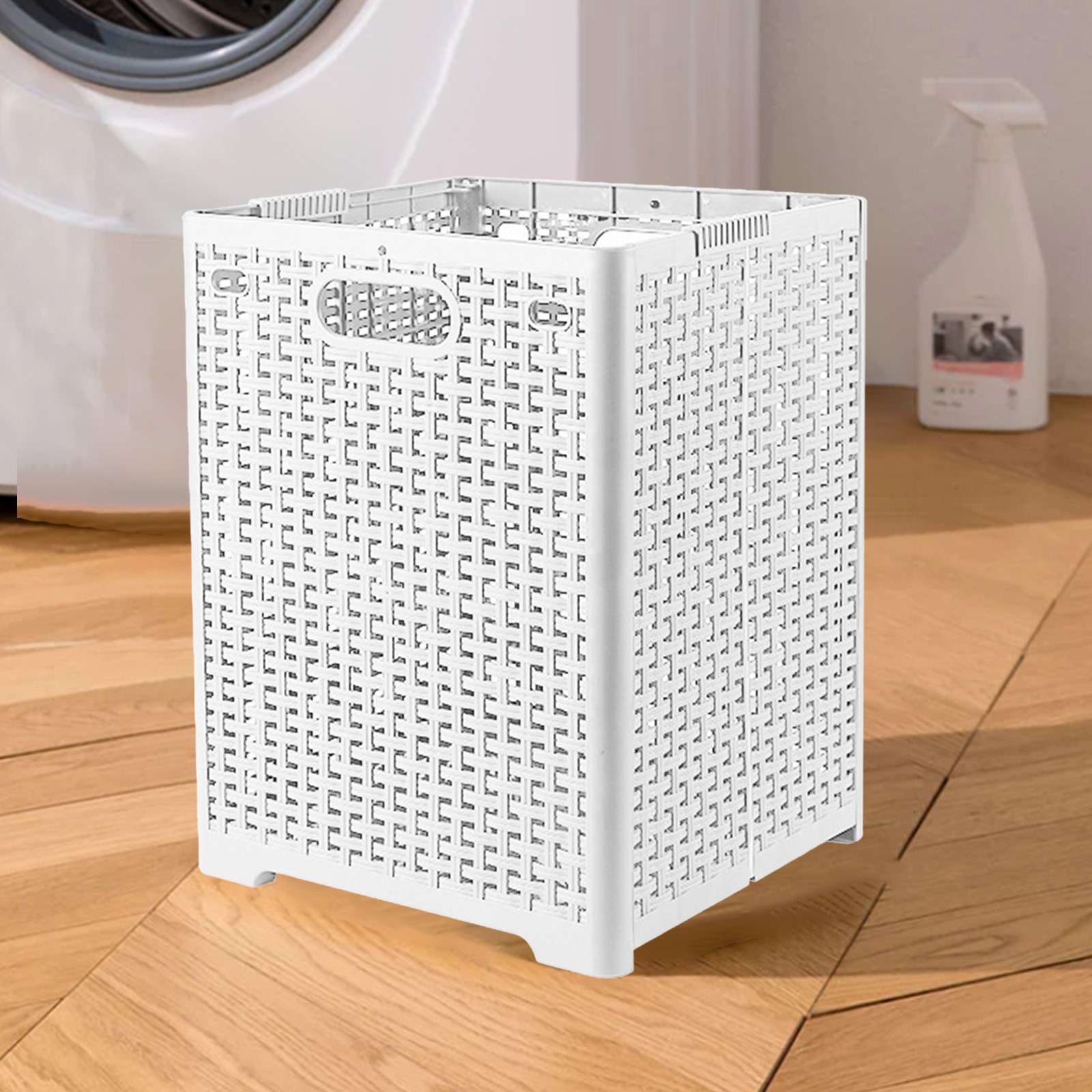 XGFHYJEH Collapsible Laundry Basket with Handles, Plastic Clothes Hamper for Baby Kids Nursery, Freestanding Foldable Laundry Bag, Decorative Storage Container, Folding Big Washing Bin
