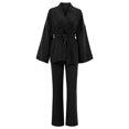 thumbnail image 2 of Heiheiup Dresses For Women 2024 Ladies' Spring And Autumn Solid Color Fashion Long Sleeve Slacks Crepe Ladies' Solid Color Nightgown Home Clothes, 2 of 4