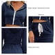 thumbnail image 5 of Hoodie Sweatsuit Long Sleeve Short Style Zipper Hooded 2 Piece Casual Outfits for Women Purplish Blue XL, 5 of 6