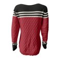 thumbnail image 4 of Tuphregyow Women Pullover Sweater Top Stripe Print Trendy Oversized Fuzzy Party Outdoor Chunky Warm Knit Sweater Casual Jumper Tops Crew Neck Long Sleeve Red XL, 4 of 5