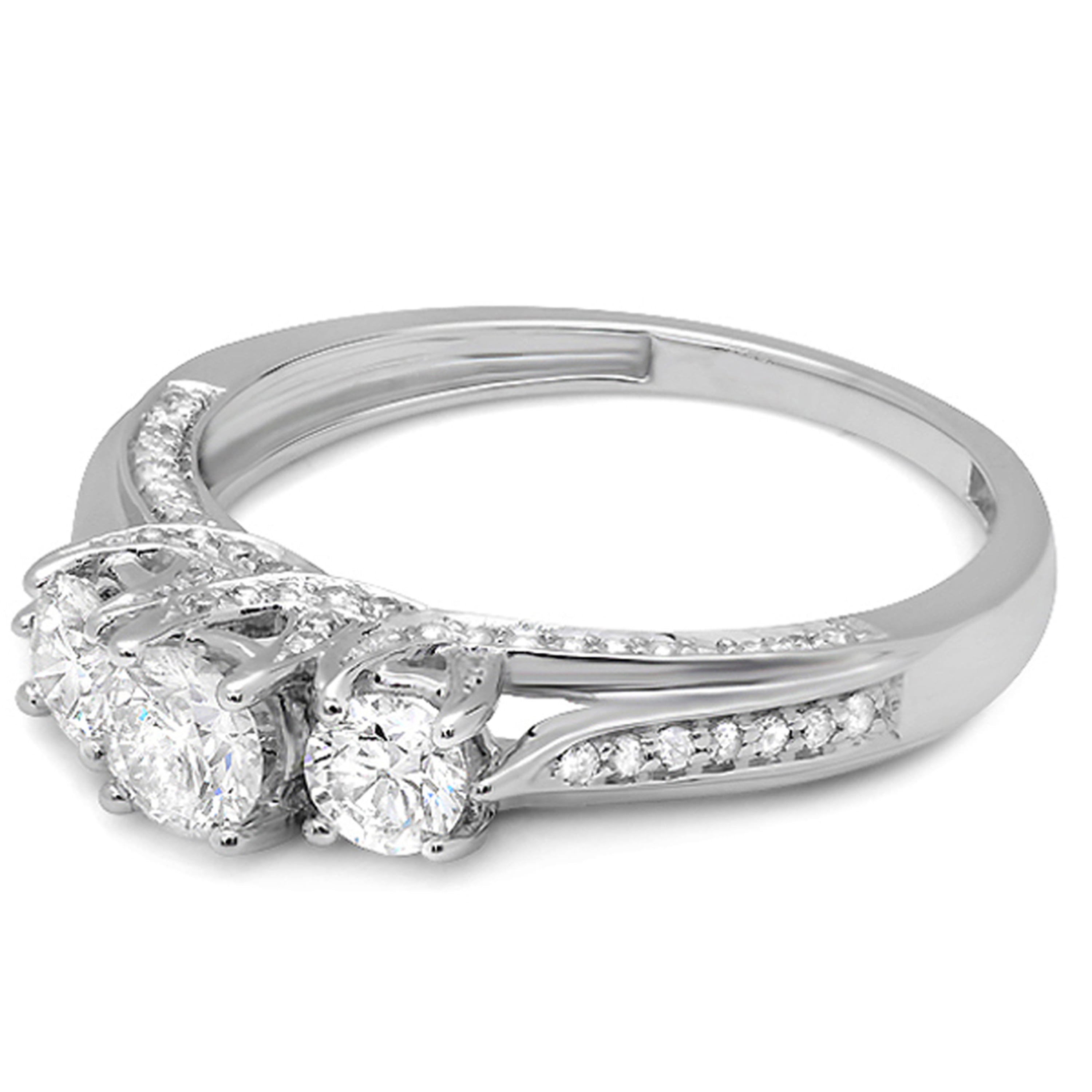 Dazzlingrock Collection 1.00 Carat (ctw) 14K Round Diamond Ladies Vintage  Stone Engagement Ring CT, White Gold, Size