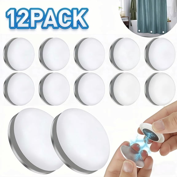 Asunby 12 Pcs Shower Curtain Weights, Silicone Wrapped Heavy Duty Shower Curtain Magnets, Curtain Weights Heavy Outdoor, Prevent Curtain Liner from Blowing Around, Work for Drapery, Flag, Tablecloth