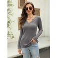 thumbnail image 6 of Sherrylily Women Waffle Knit Henley Tops Casual Long Sleeve V Neck Pullover XS-XL, 6 of 7