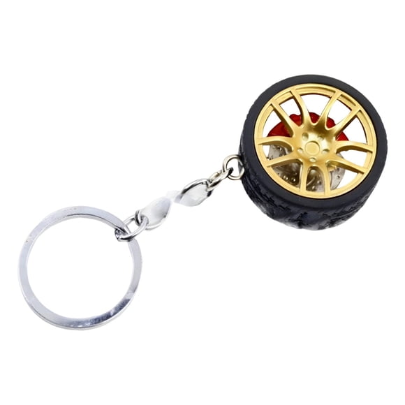 Llavero de neumático, piezas de coche, modelo de llavero, colgante, accesorios, neumático creativo único Amarillo